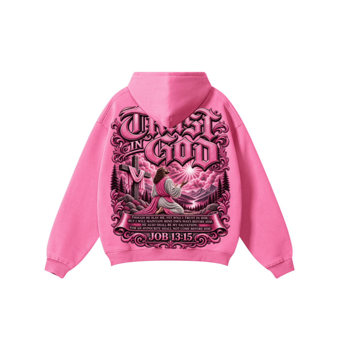 345GSM Women's Heavyweight Solid-Color Hoodie Rose Pink