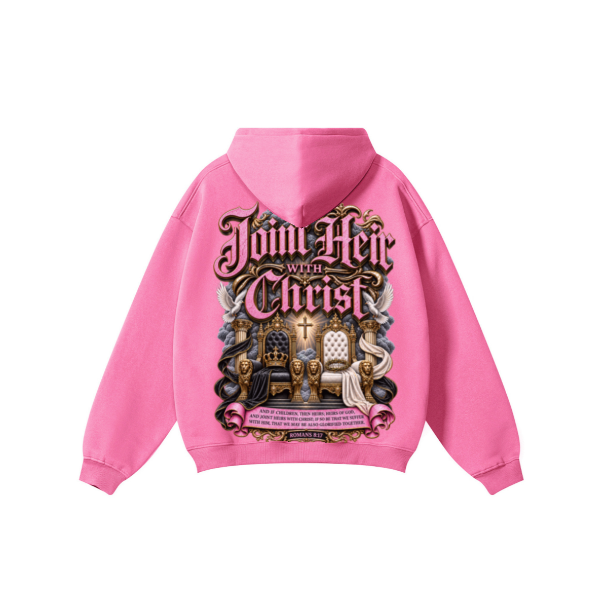 345GSM Women's Heavyweight Solid-Color Hoodie Rose Pink