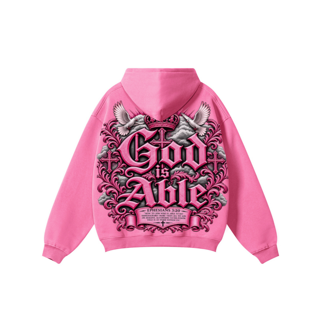 345GSM Women's Heavyweight Solid-Color Hoodie Rose Pink