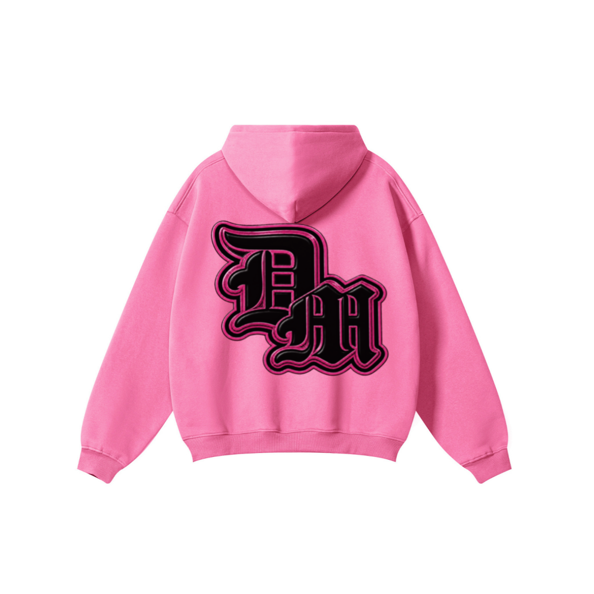 345GSM Women's Heavyweight Solid-Color Hoodie Rose Pink