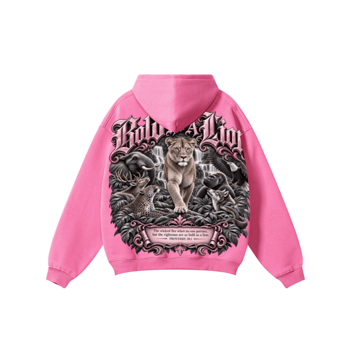 345GSM Women's Heavyweight Solid-Color Hoodie Rose Pink