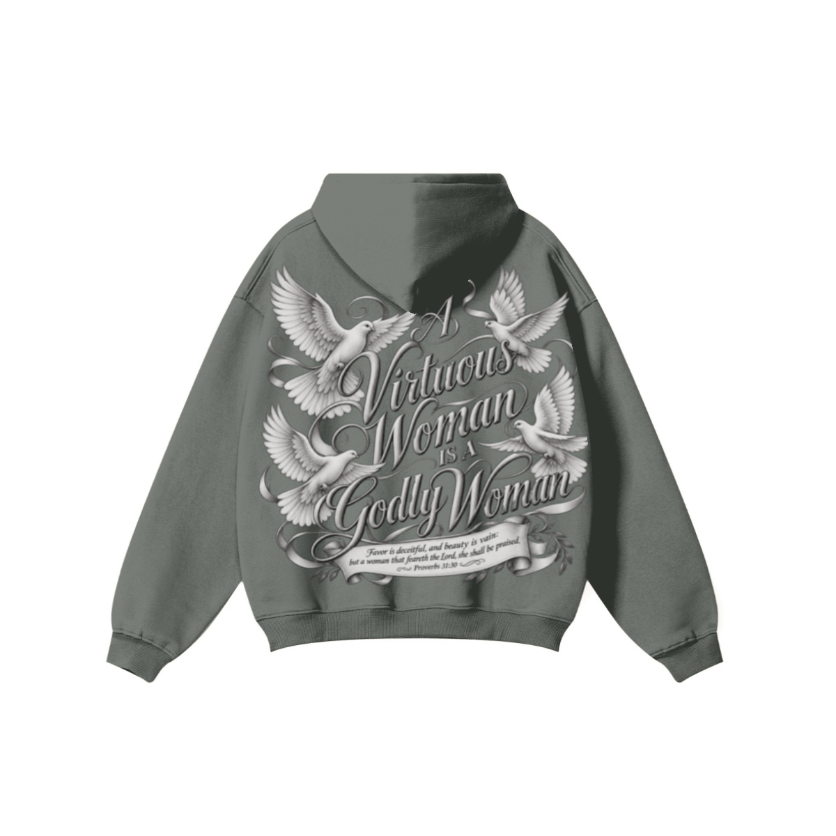 345GSM Women's Heavyweight Solid-Color Hoodie Gray