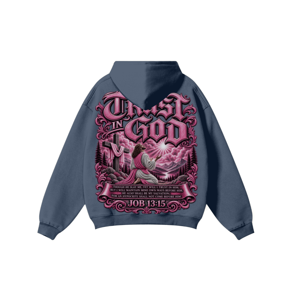 345GSM Women's Heavyweight Solid-Color Hoodie Navy Blue