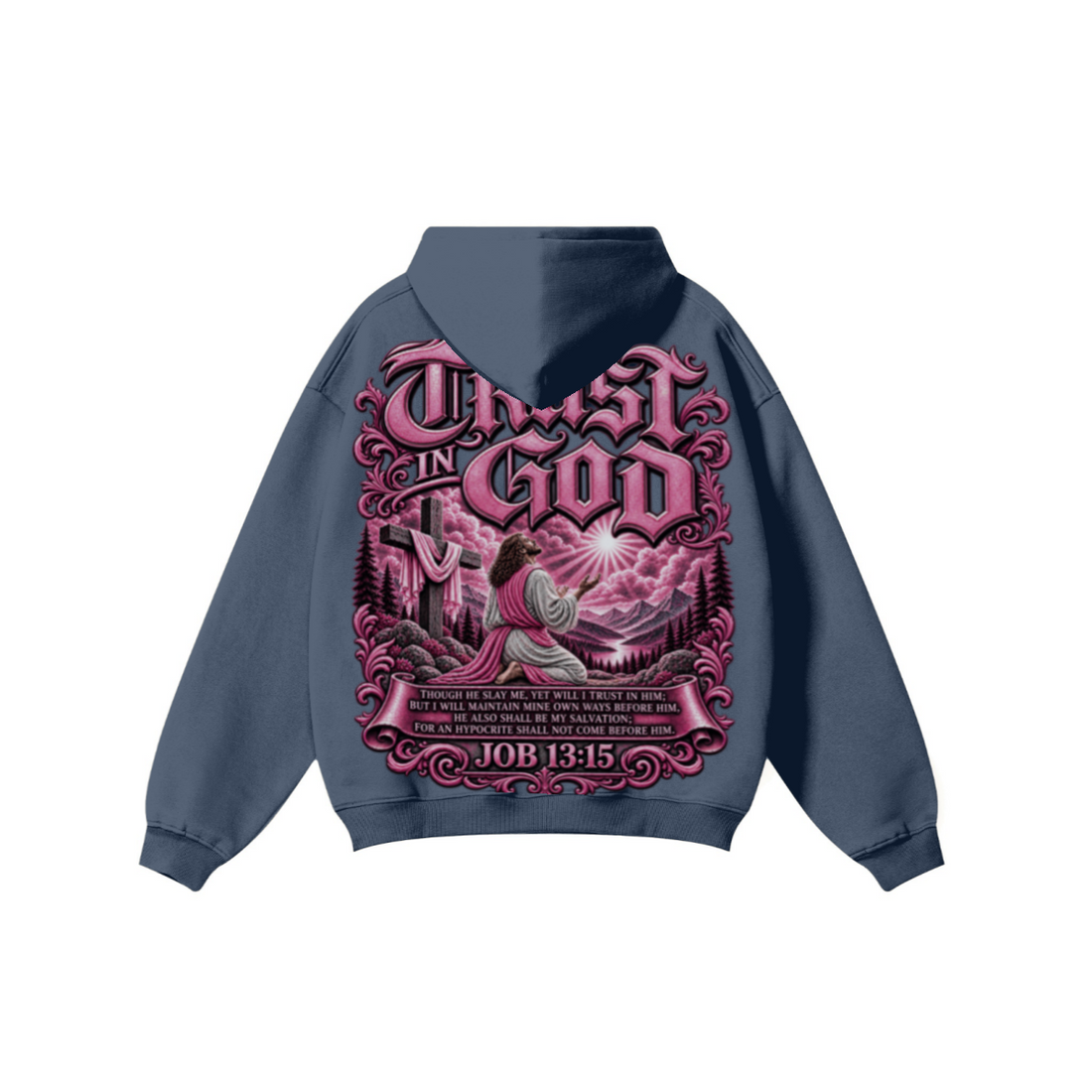 345GSM Women's Heavyweight Solid-Color Hoodie Navy Blue