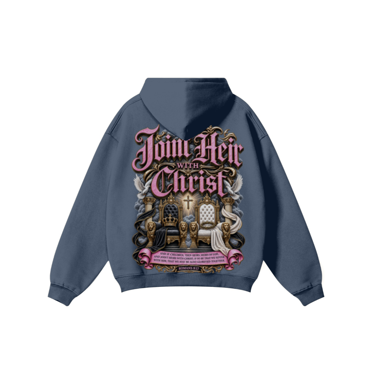 345GSM Women's Heavyweight Solid-Color Hoodie Navy Blue