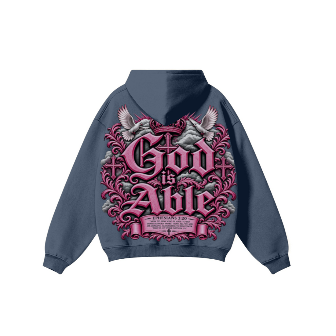 345GSM Women's Heavyweight Solid-Color Hoodie Navy Blue