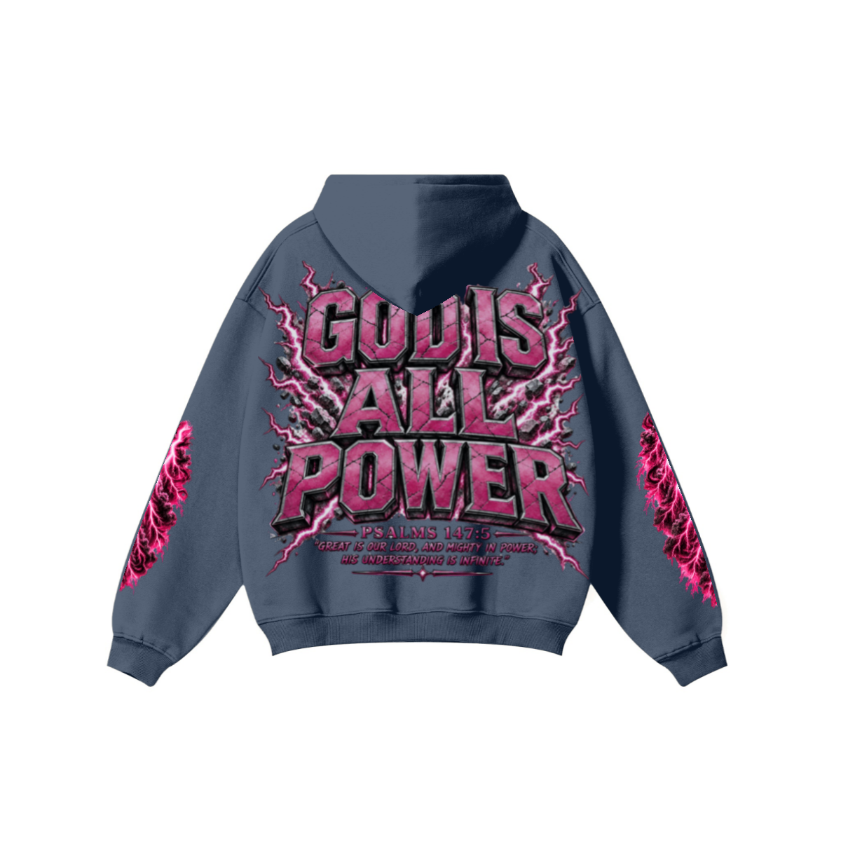 345GSM Women's Heavyweight Solid-Color Hoodie Navy Blue