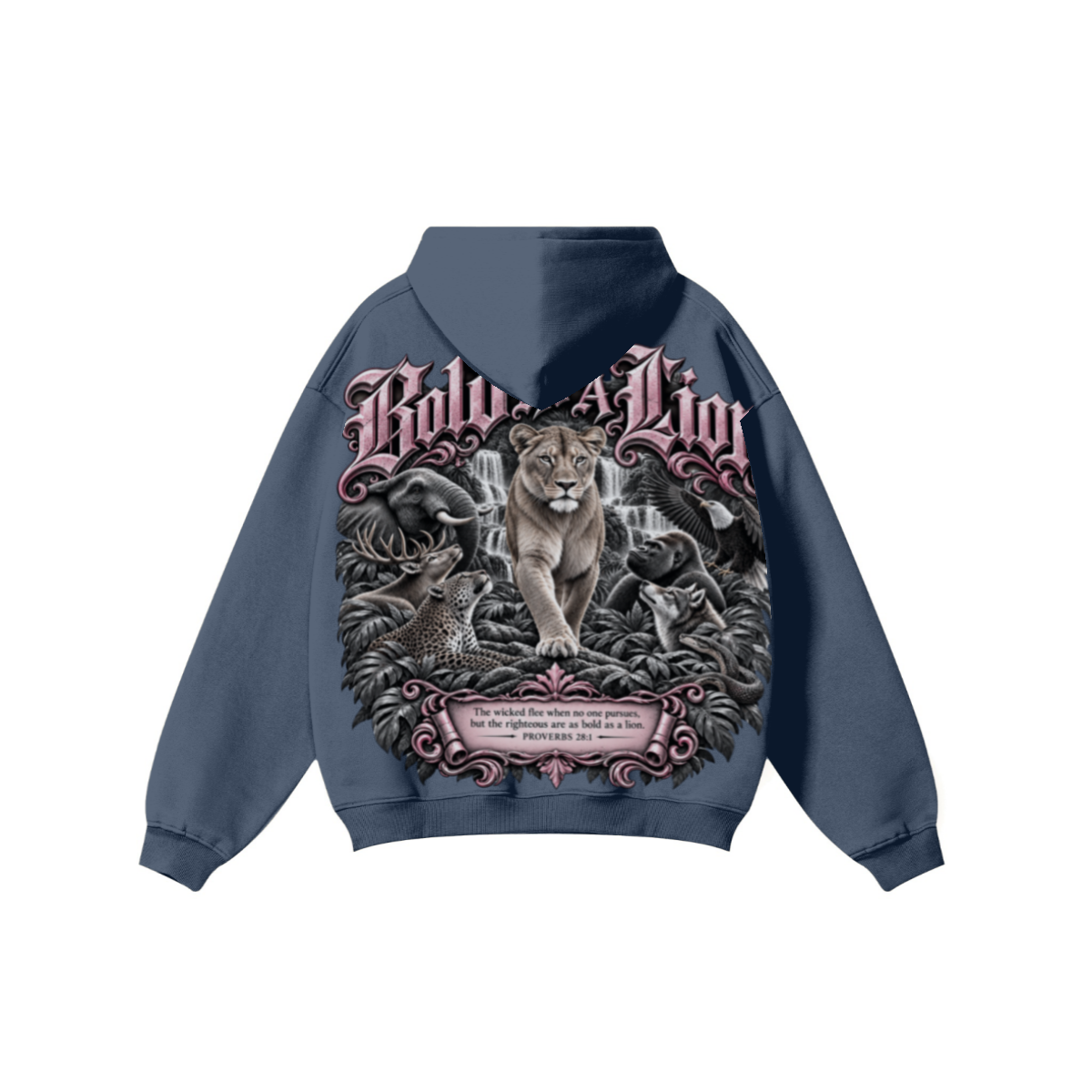 345GSM Women's Heavyweight Solid-Color Hoodie Navy Blue