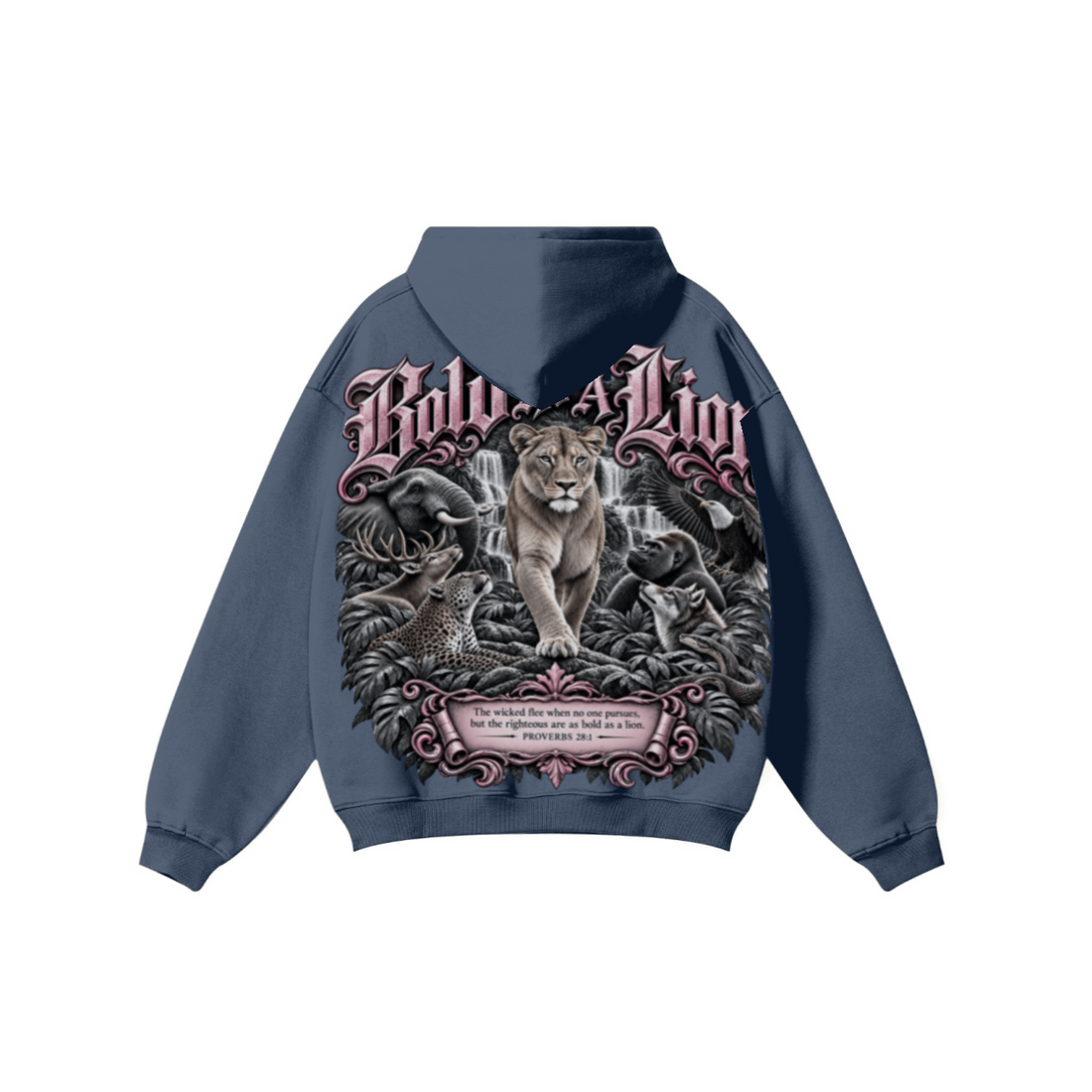 345GSM Women's Heavyweight Solid-Color Hoodie Navy Blue