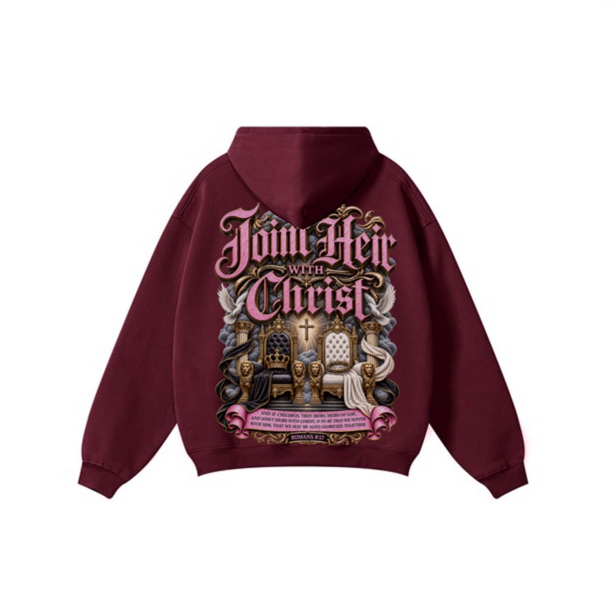 345GSM Women's Heavyweight Solid-Color Hoodie Dark Red