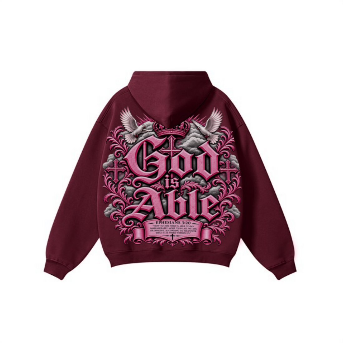 345GSM Women's Heavyweight Solid-Color Hoodie Dark Red