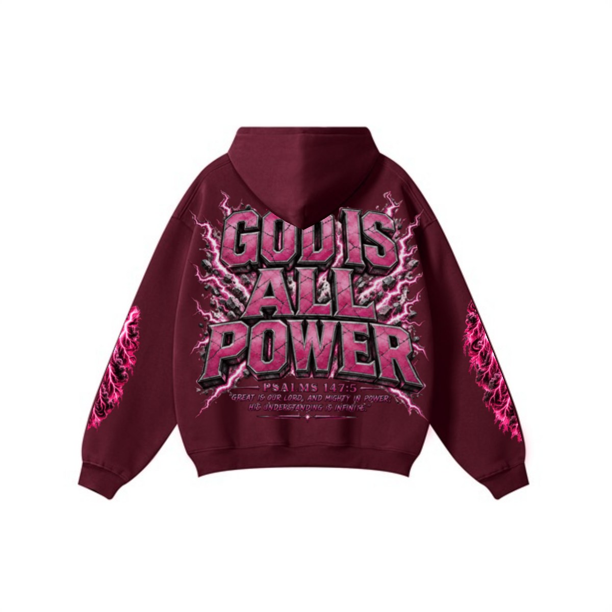345GSM Women's Heavyweight Solid-Color Hoodie Dark Red