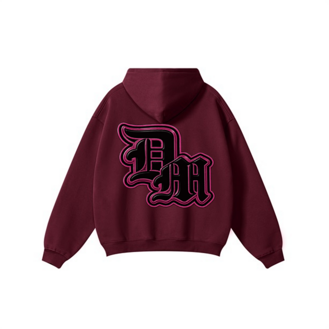 345GSM Women's Heavyweight Solid-Color Hoodie Dark Red
