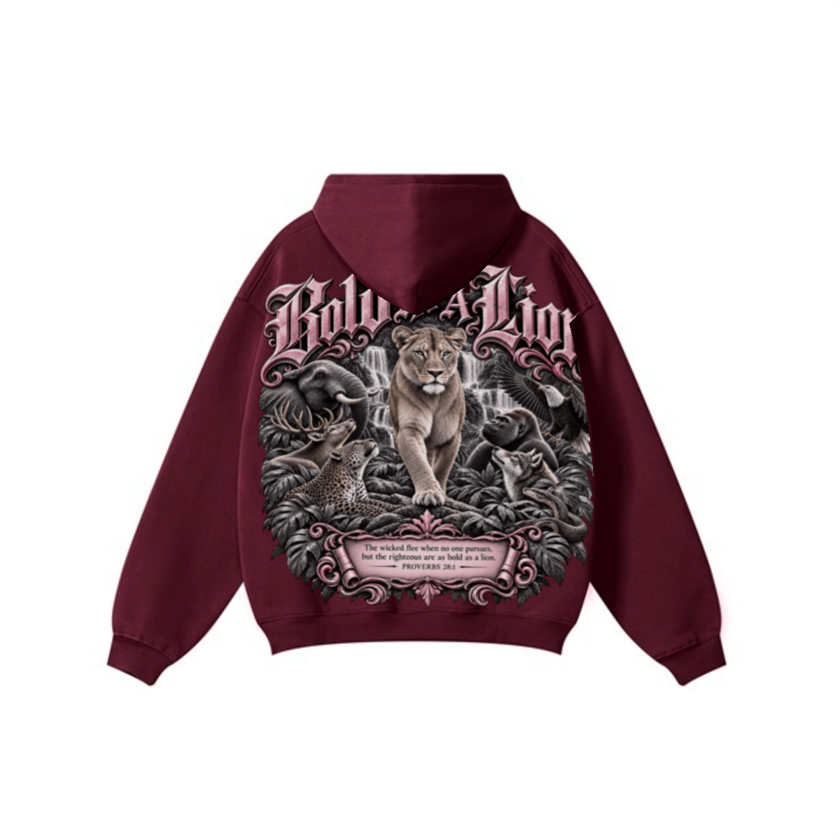 345GSM Women's Heavyweight Solid-Color Hoodie Dark Red