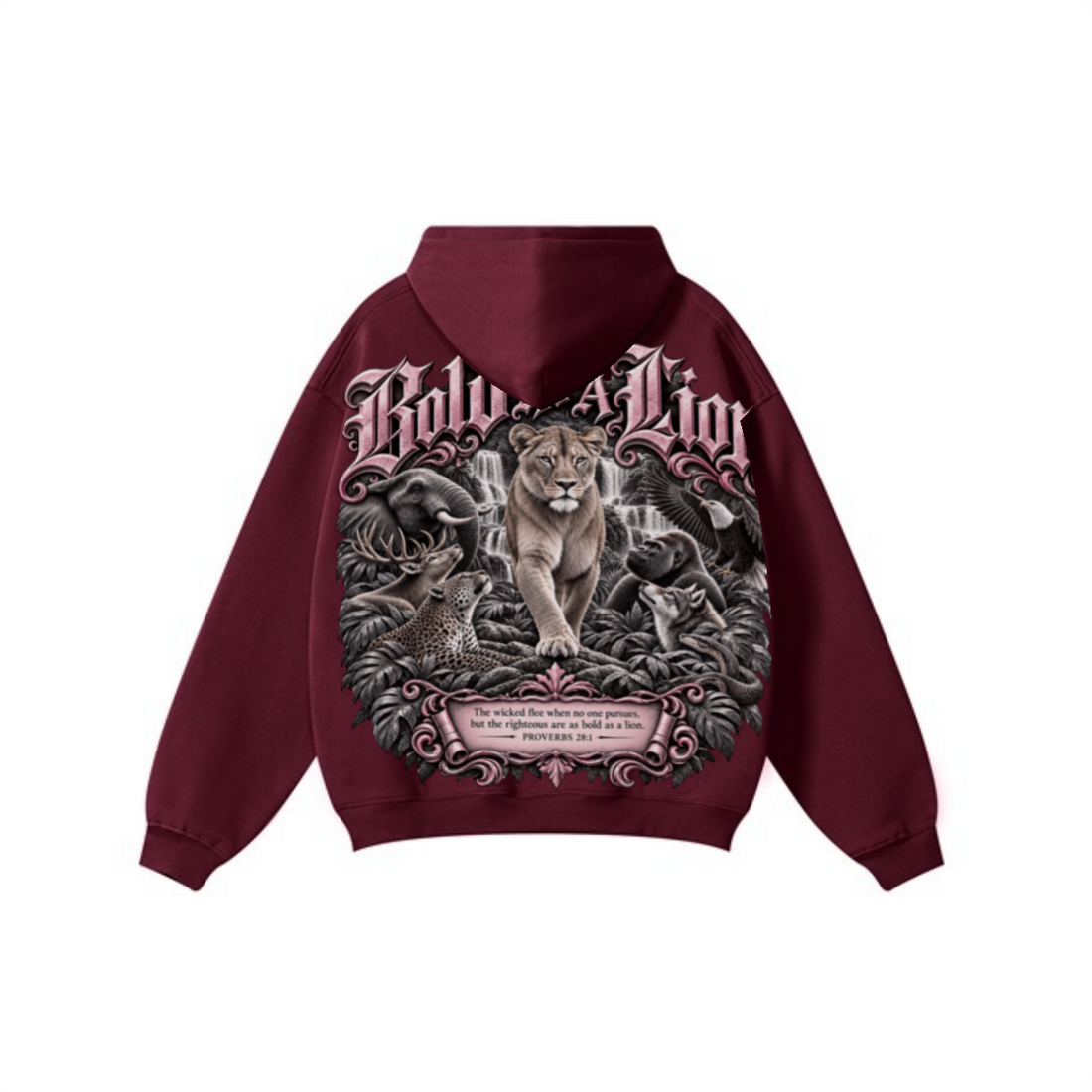 345GSM Women's Heavyweight Solid-Color Hoodie Dark Red