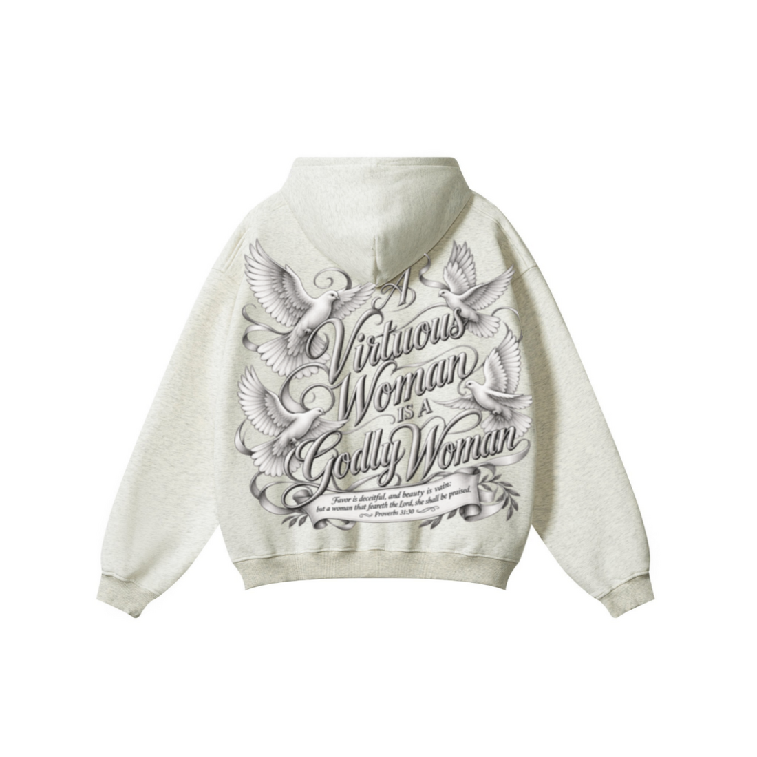 345GSM Women's Heavyweight Solid-Color Hoodie Oatmeal