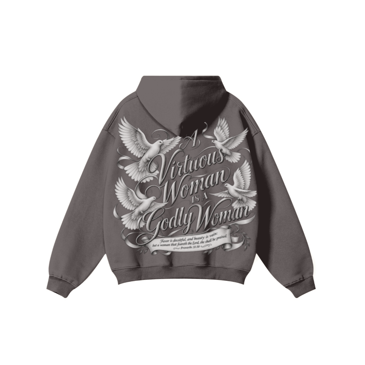 345GSM Women's Heavyweight Solid-Color Hoodie Plum Purple