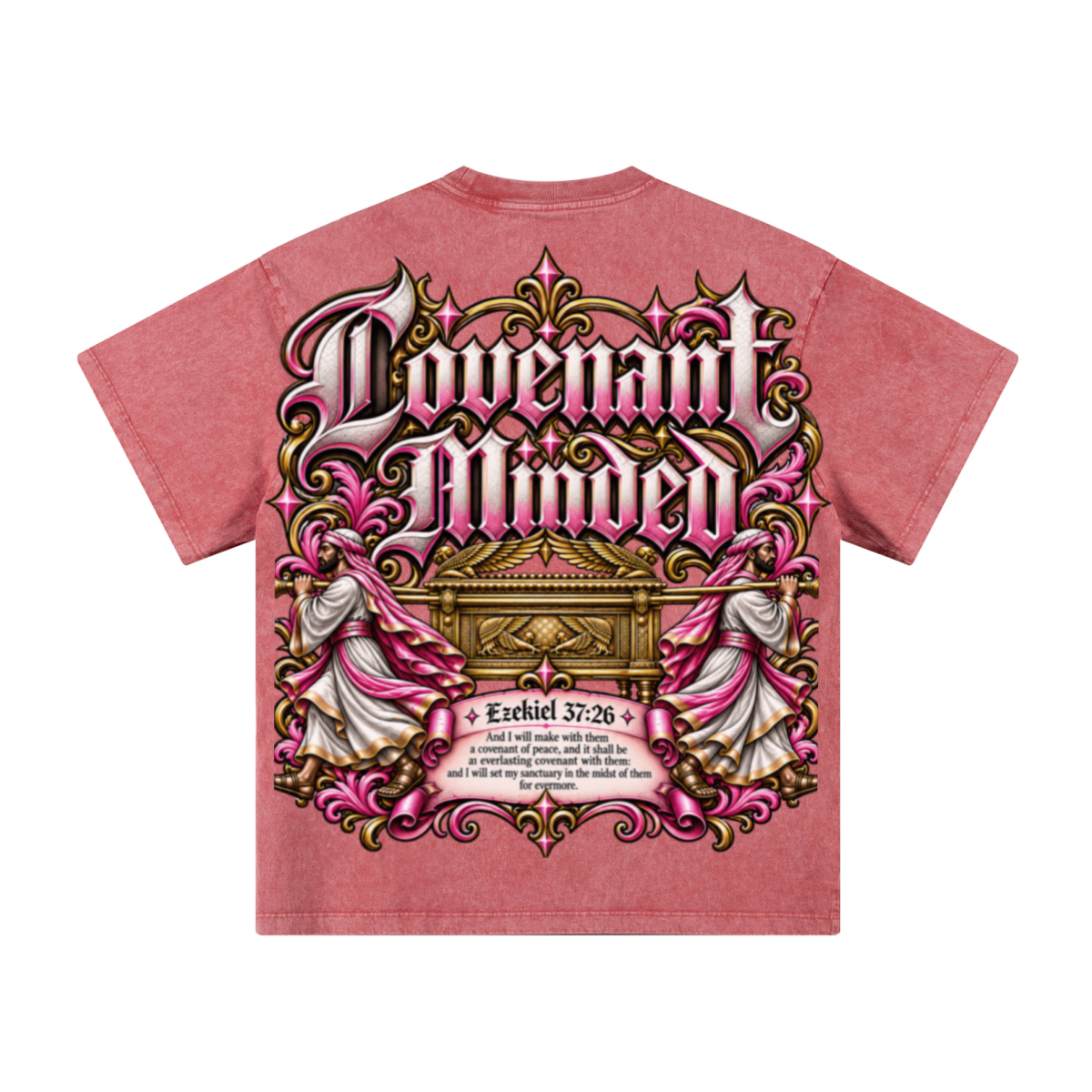260GSM Women's Heavyweight Batik-Dyed Oversized T-Shirt Pink