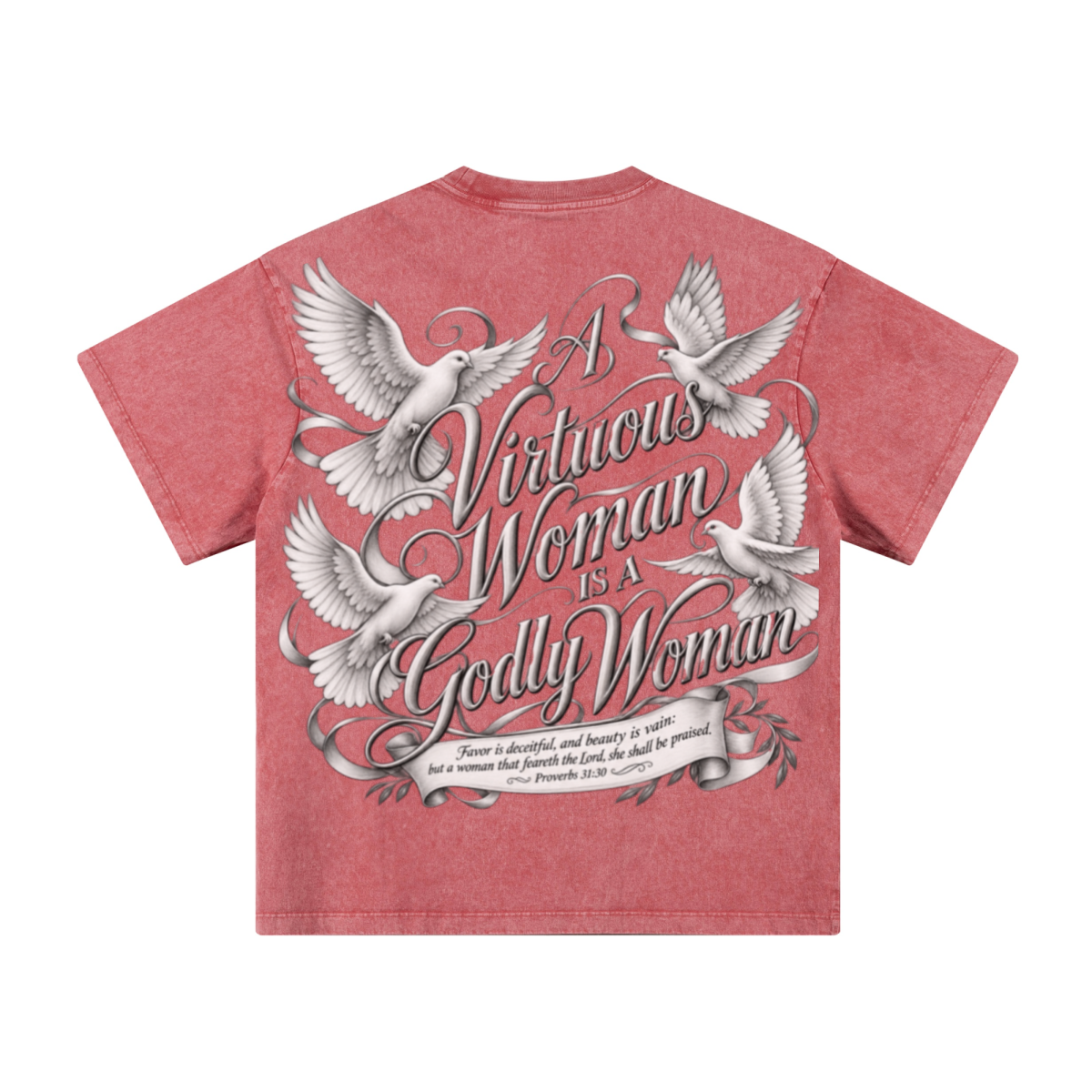 260GSM Women's Heavyweight Batik-Dyed Oversized T-Shirt Pink