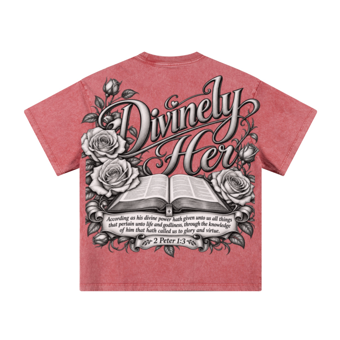 260GSM Women's Heavyweight Batik-Dyed Oversized T-Shirt Pink