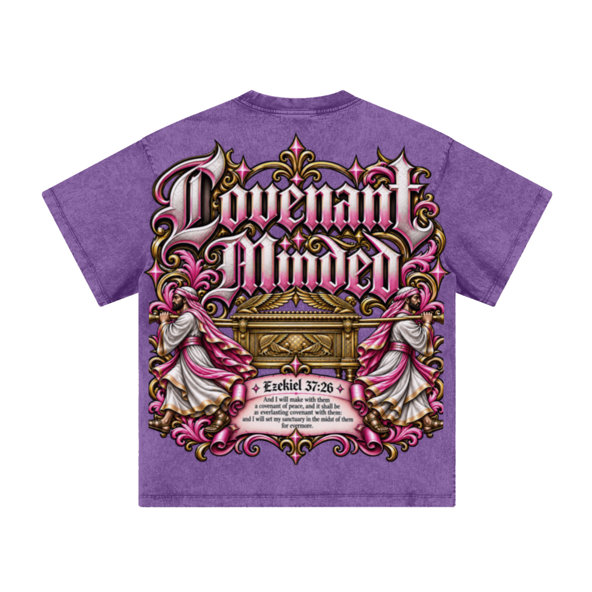 260GSM Women's Heavyweight Batik-Dyed Oversized T-Shirt Purple
