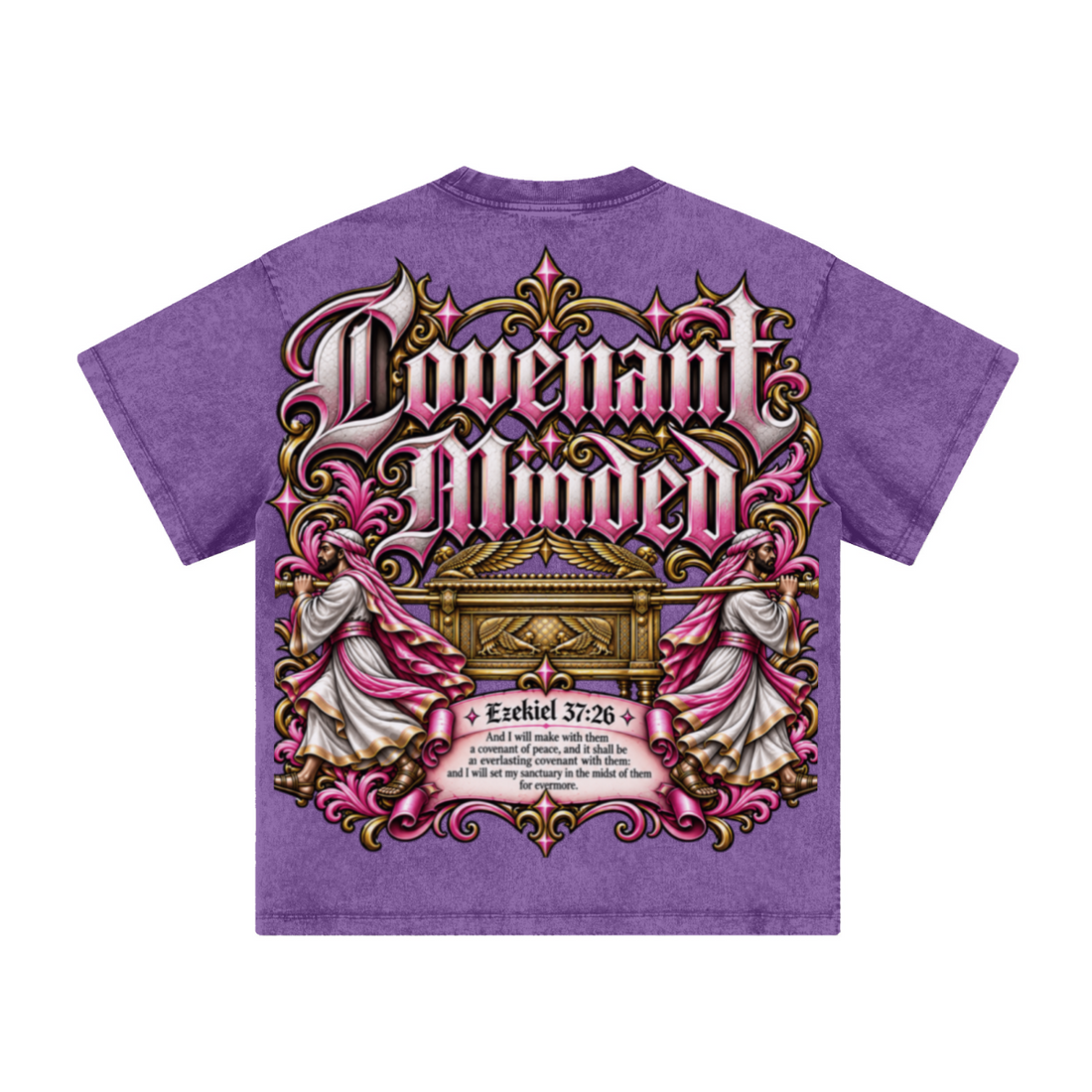 260GSM Women's Heavyweight Batik-Dyed Oversized T-Shirt Purple