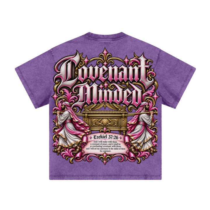 260GSM Women's Heavyweight Batik-Dyed Oversized T-Shirt Purple