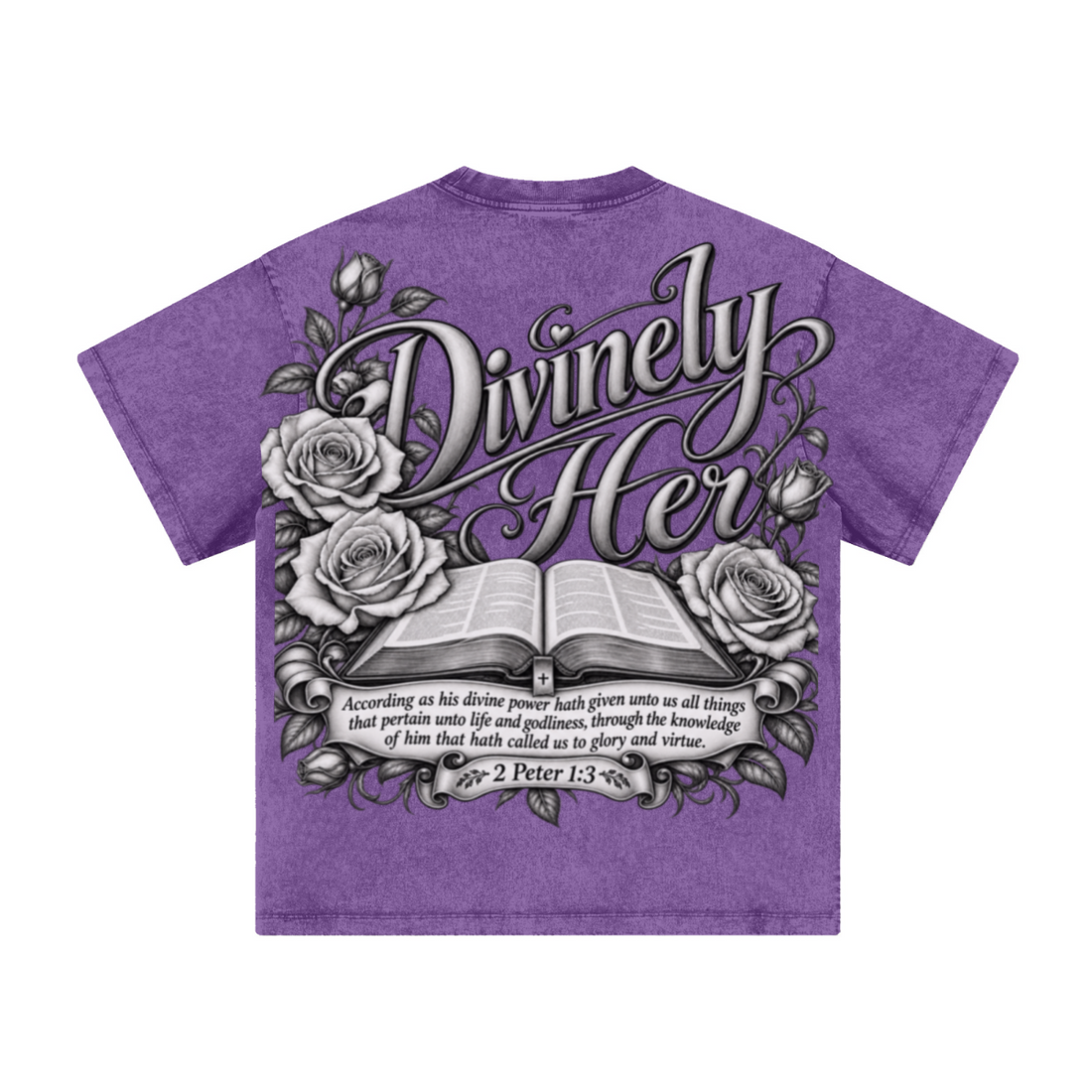 260GSM Women's Heavyweight Batik-Dyed Oversized T-Shirt Purple