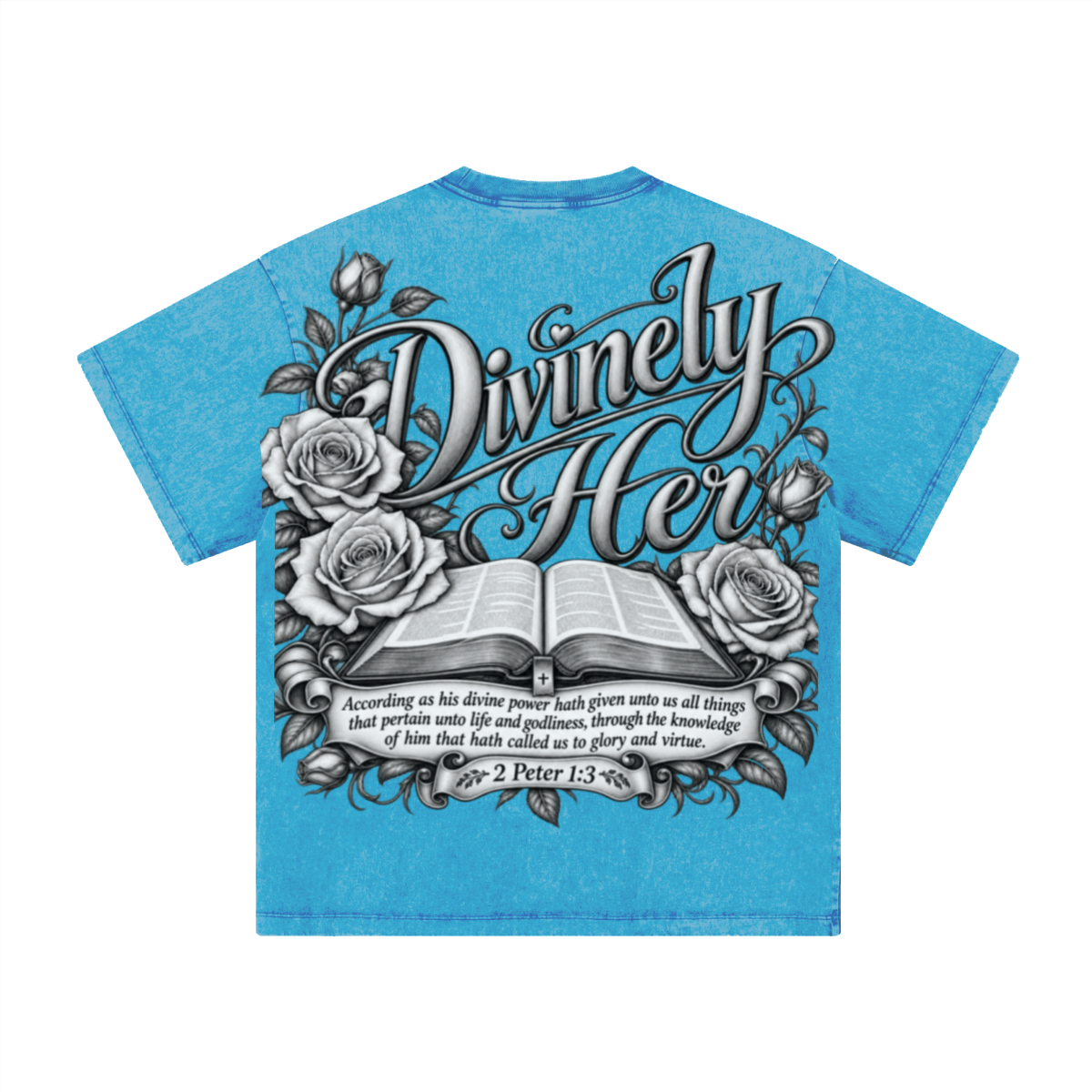 260GSM Women's Heavyweight Batik-Dyed Oversized T-Shirt Blue