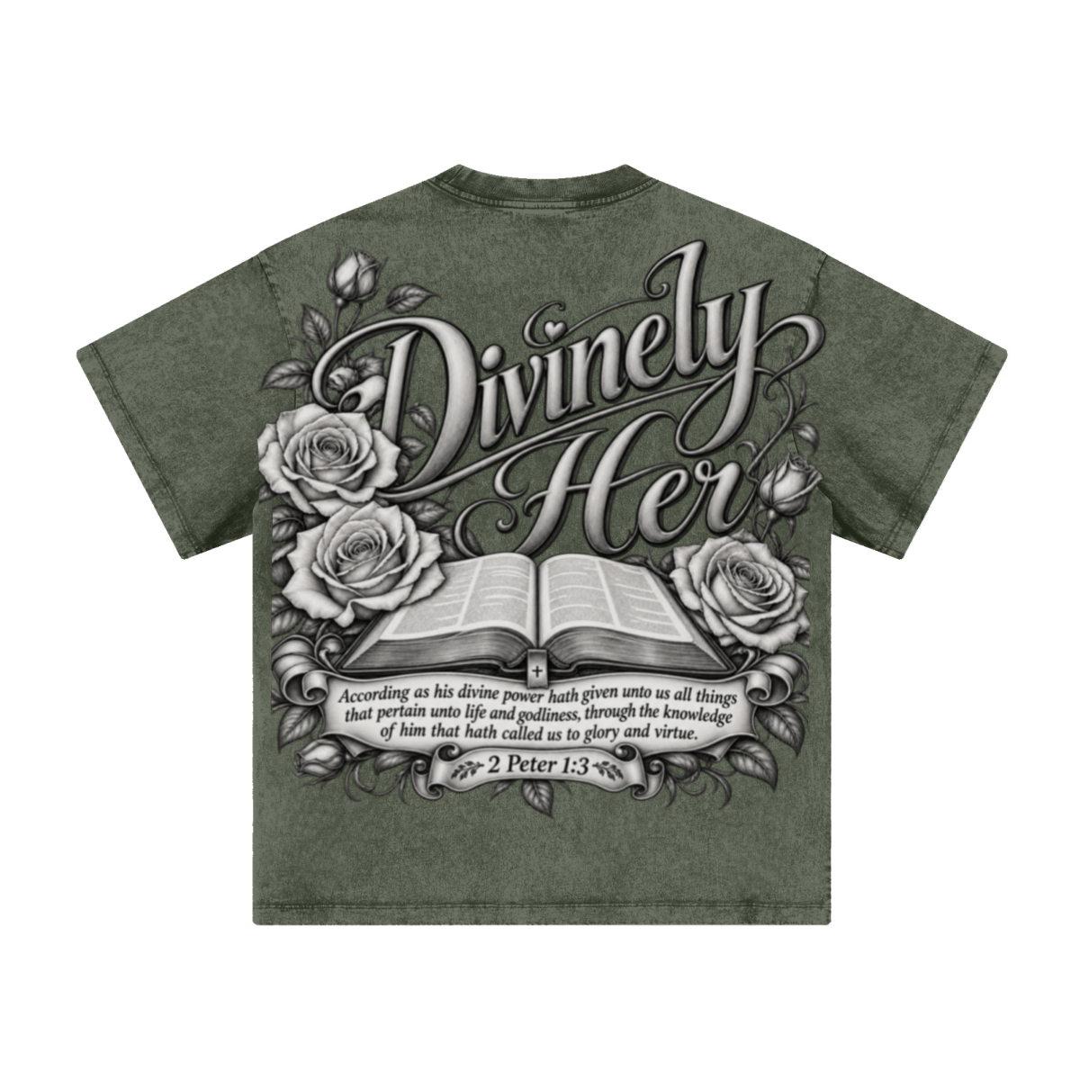 260GSM Women's Heavyweight Batik-Dyed Oversized T-Shirt Green