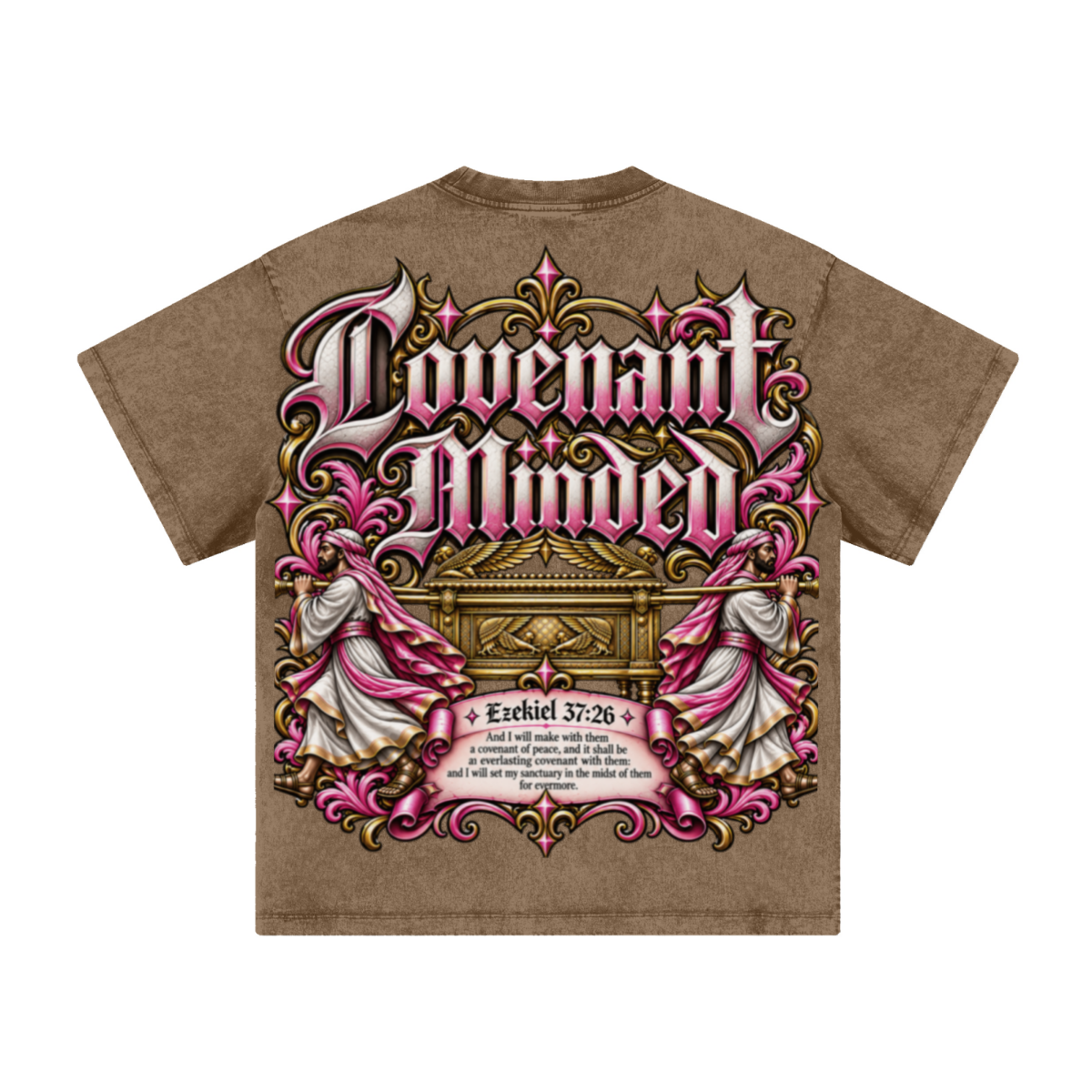 260GSM Women's Heavyweight Batik-Dyed Oversized T-Shirt Brown
