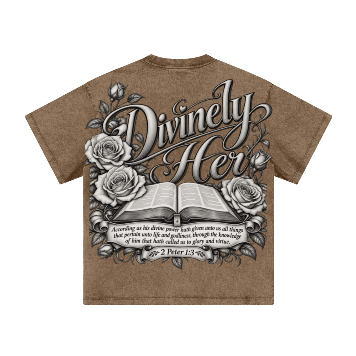 260GSM Women's Heavyweight Batik-Dyed Oversized T-Shirt Brown