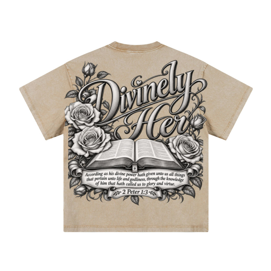 260GSM Women's Heavyweight Batik-Dyed Oversized T-Shirt Khaki
