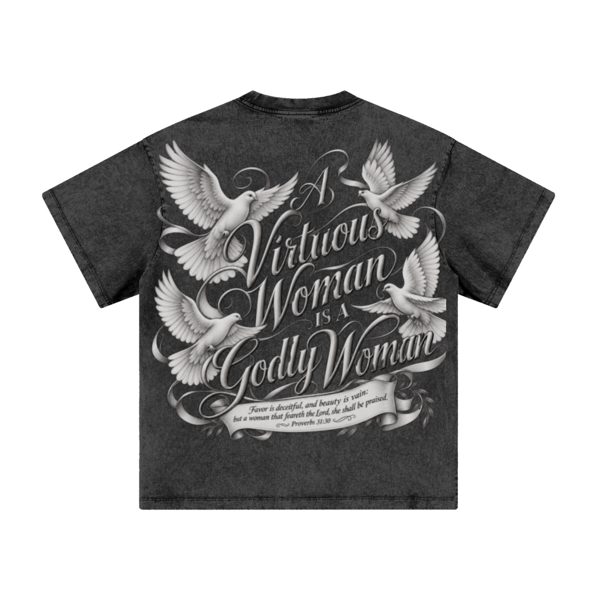 260GSM Women's Heavyweight Batik-Dyed Oversized T-Shirt Snow Wash