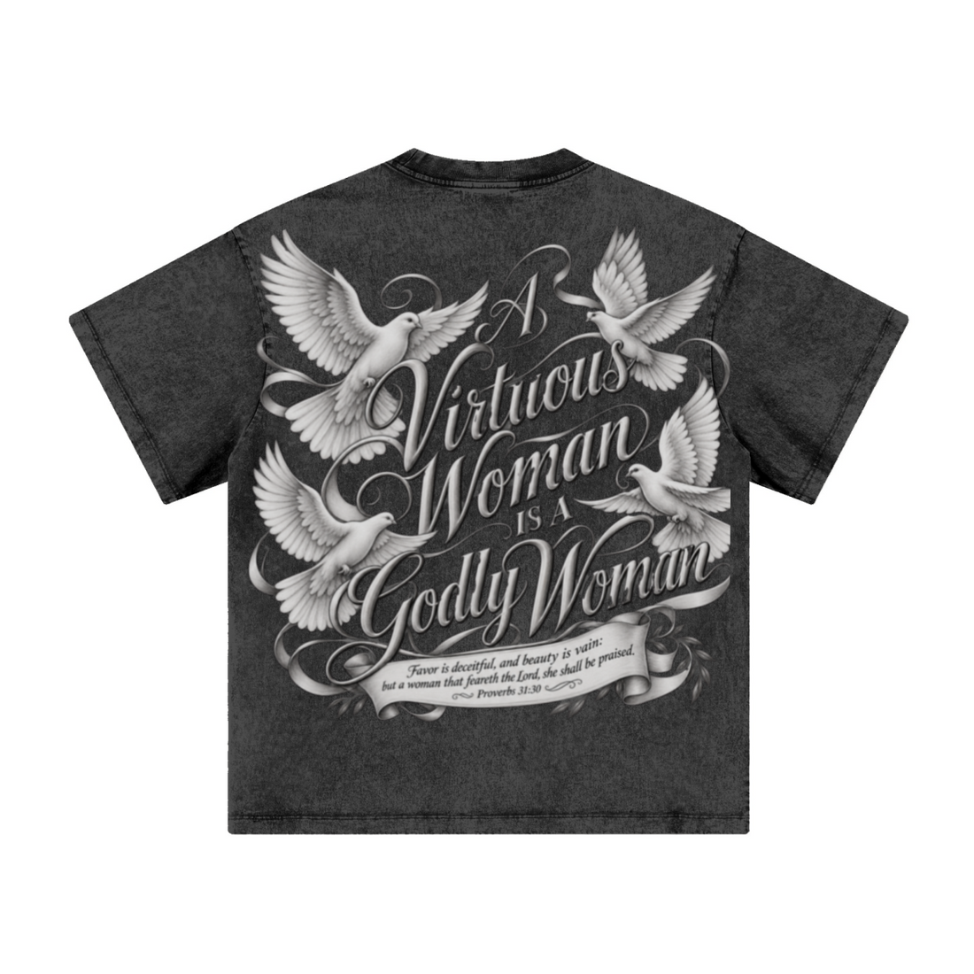 260GSM Women's Heavyweight Batik-Dyed Oversized T-Shirt Snow Wash