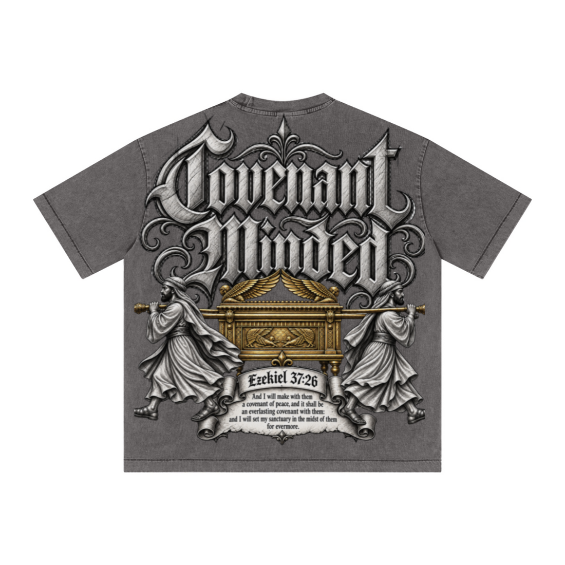 285GSM Unisex Distressed Snow-Wash Batik Plain Fabric T-shirt Dark gray